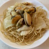 余り物で、魚貝パスタ